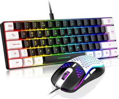 RedThunder 60% RGB žaidimų klaviatūra ir pelė JK išdėstymo itin kompaktiška mini apšviesta klaviatūra Lengva 7200 DPI optinė pelė Nešiojamas laidinis žaidimų rinkinys kompiuteriui PS5