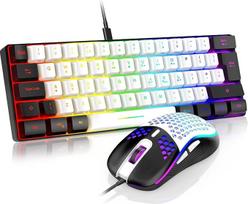 RedThunder 60% RGB žaidimų klaviatūra ir pelė JK išdėstymo itin kompaktiška mini apšviesta klaviatūra Lengva 7200 DPI optinė pelė Nešiojamas laidinis žaidimų rinkinys kompiuteriui PS5