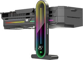 Reguliuojamo aukščio RGB grafikos procesoriaus stovas su temperatūros ekranu, 5V 3 kontaktų vaizdo plokštės laikiklis, "Anti Sag" laikiklis ir magnetinis pagrindas, skirtas kompiuterio vaizdo plokštėms