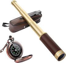 Retro piratų teleskopas monokuliaras 25 x 30 priartinantis derliaus kapitonas Jack Spyglass BAK-4 objektyvo teleskopas vaikams sulankstomas nešiojamas kišeninis monokuliaras su kompasu suaugusiems lauko stovyklavietėje
