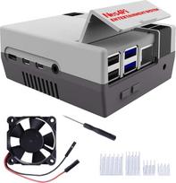 Retro žaidimų Nes4Pi korpusas Raspberry Pi 4 Model B su ventiliatoriumi ir radiatoriumi