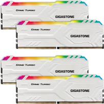 RGB DDR4 OPERATYVIOJI ATMINTIS: GIGASTONE Game Turbo 32GB Kit (4x8GB) DDR4-3200MHz PC4-25600 CL 16-18-18-40 Intel XMP 2.0 AMD Ryzen 1.35V UDIMM 288 Pin Unbuffered NNon-ECC Unbuffered Desktop Memory he White he White