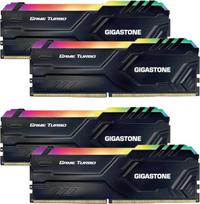 RGB DDR4 OPERATYVIOJI ATMINTIS: GIGASTONE Game Turbo 32GB rinkinys (4x8GB) DDR4 3200MHz PC4-25600 CL16-18-18-40 Intel XMP 2.0 AMD Ryzen 1.35V UDIMM 288Pin Non-ECC Unbuffered Desktop High Performance Memory Black