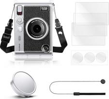 Rieibi Fujifilm Instax Mini Evo momentinio fotoaparato priedai, dovanų rinkinį sudaro Fuji Clear Instax Mini Evo dėklas ir Instax Mini Evo objektyvo dangtelis su apsaugine virvele nuo praradimo ir ekrano apsauga