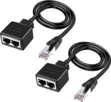 RJ45 Ethernet Splitter 1 zu 2, RJ45 Ethernet Splitter Kabel Netzwerkadapter LAN High Speed Internet Connector Ethernet Switch 2 Port 1 Stecker auf 2 Buchse Adapter Kabel Buchse Extender für Zwei
