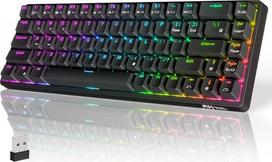 RK ROYAL KLUDGE RK G68 mechaninė klaviatūra Belaidė 65% QWERTY JAV RGB žaidimų klaviatūra "Bluetooth/2.4G/Wired PBT" klavišų dangteliai Nuimamas rėmelis Keičiamas mėlynas jungiklis, juoda