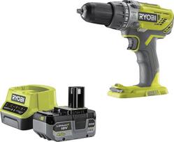 RYOBI 18 V ONE+ akumuliatorinių smūginių gręžtuvų rinkinys R18PD3-140SA, įskaitant 1 x 18 V 4Ah akumuliatorių, įkroviklį, grąžtų rinkinį RAK31MSD, įrankių krepšį