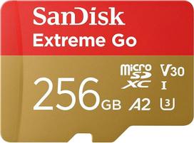 SANDISK 256GB "Extreme Go Micro SDXC" kortelė (skirta "Android" išmaniesiems telefonams ir planšetiniams kompiuteriams, veiksmo kameroms, dronams, UHS-I, iki 200MB/s 5K, 4K UHD, "Rescue Pro Deluxe", V30, 10 klasės, U3) "Amazon