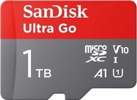 SANDISK 64GB "Ultra Go Micro SDXC" atminties kortelė + SD adapteris (skirta "Android" išmaniesiems telefonams ir planšetiniams kompiuteriams, iki 150MB/s skaitymo greitis) A1, "Full HD" vaizdo įrašas, UHS-I, 10 klasė, U1, skirta "Amazon