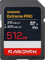 SANDISK Extreme PRO SD UHS-II V90 512GB kortelė (skaitymo greitis iki 310MB/s, įrašymo greitis iki 305MB/s, suderinama su DSLR ir veidrodiniais fotoaparatais)