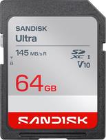 SANDISK Ultra SDXC UHS-I 64GB kortelė (iki 145MB/s skaitymo greitis, "Full HD" vaizdo įrašas, V10, U1, C10) SANDISK Memory Zone programėlė