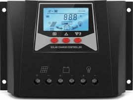 Saulės energijos įkrovimo valdiklis 60A 12V 24V 36V 48V Automobilis 100V PV įvesties PWM valdiklis su LCD monitoriumi su temperatūros kompensavimu (60A, 12V/24V/36V/48V)