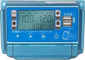 Saulės įkrovimo valdiklis WiFi + BT 30A MPPT įkrovimo valdiklis 12V/24V/36V/48V/60V LCD ekranas Dvigubas USB išvesties valdiklis 5V APP nuotolinio valdymo saulės įkrovimo valdiklis