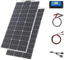 Saulės kolektorių rinkinys Lankstus monokristalinis saulės kolektorių modulis 200W 20A 12V/24V saulės įkrovimo valdiklis Saulės kabelis jachtai, valčiai, išjungtai sistemai, stovyklavietei, balkonui, saulės sistemai, nameliams ant ratų