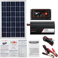 Saulės kolektorių sistema 60A Saulės kolektorių įkrovos valdiklis Saulės 1000W keitiklis komplektas Pilnas energijos generavimo saulės kolektorių dėklas - juodas