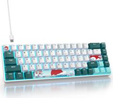 SbocKeeb Žaidimų klaviatūra 60 % belaidė, 65 % mechaninė klaviatūra, belaidė "Bluetooth/2.4G/Type-C", RGB apšvietimas, amerikietiškas QWERTY išdėstymas, skirta PC Mac žaidėjams (GT68-Green)