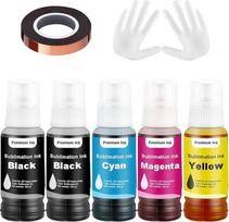 SHUOLEI 5 x 100 ml sublimacinis rašalas, suderinamas su Epson ET-2400 ET-2720 ET-2760 ET-2760 ET-2800 ET-2803 ET-2815 ET-2820 ET-2830 ET-2840 ET-4810 rašaliniais spausdintuvais, skirtais puodeliui, puodeliui, puodeliui, termoforui