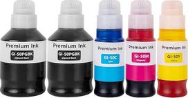 SHUOLEI GI-50 GI50 rašalas suderinamas su "Canon Pixma" rašalo kasete GI 50 Multipack suderinamas su "Pixma" G1520 G1560 G2520 G2560 G3520 G3560 G1530 G2570 G5050 G6050 G7050 (5 pakuotės 2BK/C/pakuotė M/Y)