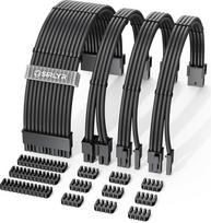 SIRLYR maitinimo šaltinio kabelių prailginimo rinkinys 16AWG - 24 kontaktų ATX, 8 kontaktų EPS, 2x 8 kontaktų PCIE (paauksuoti), dvigubos kabelių šukos, iš anksto sulenktos ir su rankovėmis | Kompiuterio kabelių prailginimo rinkinys, maitinimo šaltinio ka