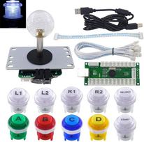 SJ@JX Arcade Stick DIY rinkinys 10x mygtukų su logotipu LED MX 8 Way Joystick USB kodavimo įtaisas PC MAME Raspberry Pi Spalvų mišinys