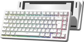 SK75 75% aliuminio belaidė mechaninė klaviatūra ISO DE išdėstymas, iš anksto sutepti POM jungikliai, RGB kreminė žaidimų klaviatūra, 3 režimai BT5.0/2.4G/USB-C, karšto keitimo klaviatūra su plomba, balta