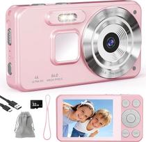 Skaitmeninė kamera 4K Fotokamera 64MP Fotoaparatas Fotoapparat Tragbare Kompaktkamera mit 2,8" LCD Bildschirm, 18X Digitalzoom, 32GB SD Karte, 1 Schlüsselband für Kinder Teenager Anfänger (Rosa-2)