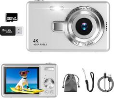 Skaitmeninė kamera, UHD 4K 50MP Fotoaparatas Fotoappara su 32GB SD-Karte, 16X Digitalzoom, Wiederaufladbarer Akku, Tragbare Vlog Kamera für Kinder Teenager Student Anfänger