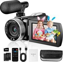 Skaitmeninė vaizdo kamera 4K, 48MP nuotrauka 4K 60FPS vaizdo įrašas, skaitmeninė vaizdo kamera "Youtube" tinklaraščiui, su 2 baterijomis / SD kortele / nuotoliniu valdymu