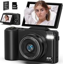 Skaitmeninis fotoaparatas 4K 64MP, 3 colių UHD automatinio fokusavimo fotoaparatas, 1500 mAh akumuliatorius, 18X skaitmeninis priartinimas Įkraunamas nešiojamas kompaktiškas fotoaparatas pradedantiesiems paaugliams