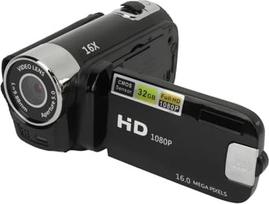 Skaitmeninis fotoaparatas diktofonas, D90 1080P 16x skaitmeninio priartinimo vaizdo kamera su apšvietimu, sukamu 2,4 colio LCD ekranu, 32GB vaizdo stebėjimo kamera, HD vaizdo įrašymas (juoda)