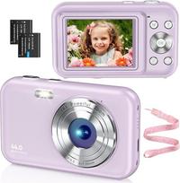 Skaitmeninis fotoaparatas FHD 1080P 44MP itin plonas fotoaparatas Skaitmeninis fotoaparatas su baterijomis Paprastas ir nešiojamas skaitmeninis fotoaparatas vaikams / berniukams / mergaitėms / studentams / pradedantiesiems / senjorams (violetinis)