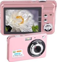 Skaitmeninis fotoaparatas paaugliams, 4K 48MP Ultra HD "Point and Shoot" fotoaparatas, 2,7 colių LCD įkraunamas studentų kompaktiškas fotoaparatas su 8x skaitmeniniu priartinimu, Vlogging fotoaparatai, (rožinis)
