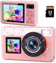 Skaitmeninis fotoaparatas, 10 pėdų povandeninis fotoaparatas su 32GB, 2,8 colio dvigubas fotoaparatas, vandeniui atsparus nešiojamas kompaktiškas fotoaparatas, 18 kartų skaitmeninis priartinimas vaikams, paaugliams, pradedantiesiems, suaugusiesiems