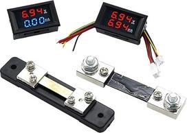Skaitmeninis voltmetras Ampermetras DC0-100V 50A 100A skydas Amp Volt Spannung Strom Meter Tester Blau Rot Dvigubas LED ekranas Javino (100A raudona raudona raudona)