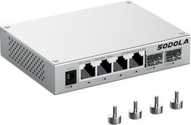 SODOLA 2,5Gbit valdomas komutatorius, 4 x 2,5G Base-T prievadai, 2 x 10G SFP+, aliumininis aušinimas ir magnetinės kojelės - LACP/QoS/VLAN/IGMP žiniatinklio valdomas daugiagigabitinis komutatorius, skirtas namų laboratorijoms ir profesionaliems tinklams