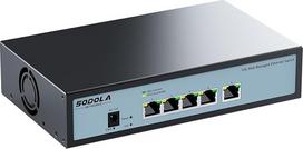 SODOLA 5 prievadų 10Gbit Easy Web valdomas komutatorius - 5×10GBase-T prievadai su LACP, QoS, VLAN ir IGMP, 10Gb komutatorius tinklo valdymui
