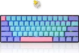 SOLIDEE 60 % mechaninė žaidimų klaviatūra laidinė / Bluetooth 5.0 dviejų režimų klaviatūra, RGB šviesos diodų apšviesta klaviatūra, 61 klavišas, keičiamaisiais klavišais, su linijiniu gaterono geltonos spalvos jungikliu, skirta kompiuteriams su langais (6