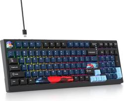 SOLIDEE 95% mechaninė žaidimų klaviatūra, karšto keitimo klaviatūra su baltu jungikliu, RGB apšvietimas, 98 klavišų klaviatūra, PBT NKRO klaviatūra "Windows", nešiojamiesiems kompiuteriams, kompiuterių žaidėjams (98 Blue)