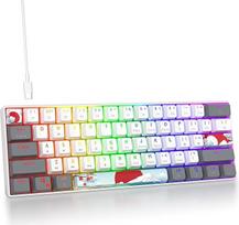 SOLIDEE mechaninė žaidimų klaviatūra 60 %, 61 klavišas, kompaktiška mechaninė klaviatūra su RGB apšvietimu, 60 % mechaninė QWERTY klaviatūra, raudonas jungiklis, skirta Win/Mac kompiuteriams (61 baltas)