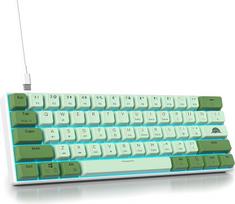 SOLIDEE mechaninė žaidimų klaviatūra 60 %, 61 klavišas, kompaktiška mechaninė klaviatūra su RGB apšvietimu, 60 % mechaninė QWERTY, raudonas jungiklis, skirta Win/Mac PC nešiojamiesiems kompiuteriams (61 Matcha)