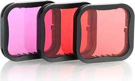 SOONSUN 3 pakuotės nardymo filtras "GoPro Hero 5 6 2018 7 Black Super Suit" nardymo korpusui - raudonas, šviesiai raudonas ir purpurinis filtras - pagerina spalvas įvairioms povandeninio vaizdo ir fotografijos sąlygoms