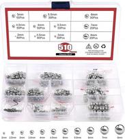 Sortimentsset, 510 Stück, Edelstahl, 304 Stahlkugeln, 2 mm, 8 mm, für Präzisionslager, Autoteile und industrielle Anwendungen
