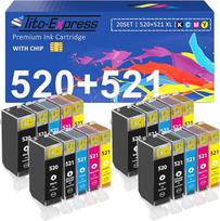Spausdintuvo kasetės, suderinamos su PGI-520 XL CLI-521 XL, skirtos "Canon Pixma iP3600 iP4600 iP4600 iP4600X iP4700 MP540 MP550 MP560 MP620 MP630 MP640 MP980 MP990 MX8600 MX870, 20 vnt.