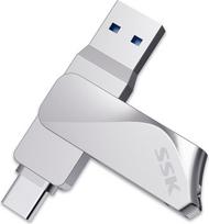 SSK 256GB USB C Flash Drive Dual Drive 2 in 1 OTG USB 3.2 + C tipo atminties kortelė, "Thunderbolt" rašiklis, iki 200MB/s perdavimo greitis Nuotraukų kortelė "Android" kompiuteriui, planšetiniam kompiuteriui, "Mac" kompiuteriui ir nešiojamajam kompiuteriu