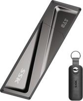 SSK USB išorinis SSD diskas 1 TB su iki 550MB/s itin greita USB atmintine + USB-C adapteris USB 3.2 Gen2 didelės spartos atmintinė "Android" telefonui, nešiojamajam kompiuteriui, planšetiniam kompiuteriui, "Mac", pilka