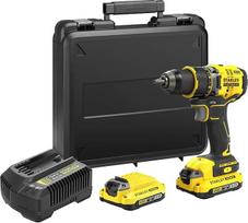 Stanley FatMax 18V 2 greičių akumuliatorinis gręžtuvas SFMCD720D2K (2,0 Ah, maks. sukimo momentas 80 Nm, bešepetėlinis variklis su metaline pavara, LED lemputė, 2 akumuliatoriai, įkroviklis, diržo spaustukas ir dėklas)