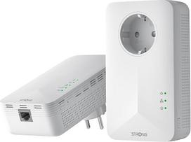STRONG AV1000 maitinimo linijos adapterio rinkinys su lizdu, dviejų dažnių WLAN AC1200Mbps, "HomePlug AV2 Powerline Ethernet" plėtinys, Gigabit LAN prievadai, "Plug & Play", energijos taupymo režimas (POWERL1000WFDUOEUV2)