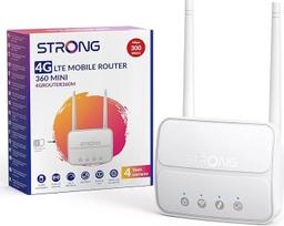 STRONG N300Mbps WLAN 4G maršrutizatorius, 4G Cat4 LTE tinklas, 100Mbps LAN prievadas, nuimamos antenos, SIM kortelės maršrutizatorius, palaiko iki 32 įrenginių, "Plug & Play", USB 3.0, baltos spalvos