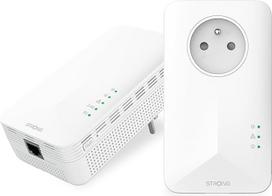 STRONG PL1000PWF "Powerline" adapterių rinkinys AV1000 Plus AC1200 WLAN Gigabit Socket (1000Mbps LAN Plus 1200Mbps WiFi, "Homeplug AV2", 2 Gigabit prievadai, "Plug and Play", skirtas kamerai, IPTV, "Xbox")