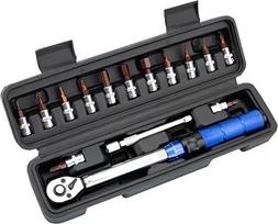 Sukimo momento testeris, 16 dalių dviračių sukimo momento raktų rinkinys 1-25Nm Preset Precision Ratchet įrankis, skirtas remontuoti mažus smagračius Kelių dviratis su dėklu